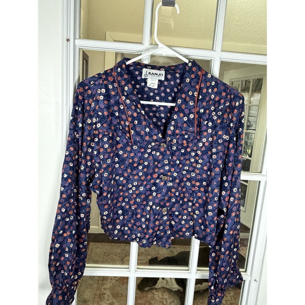 Vintage Banjo Dallas Texas Floral Ditsy Cropped Jacket Prairie Western Size Smal - Picture 5 of 9